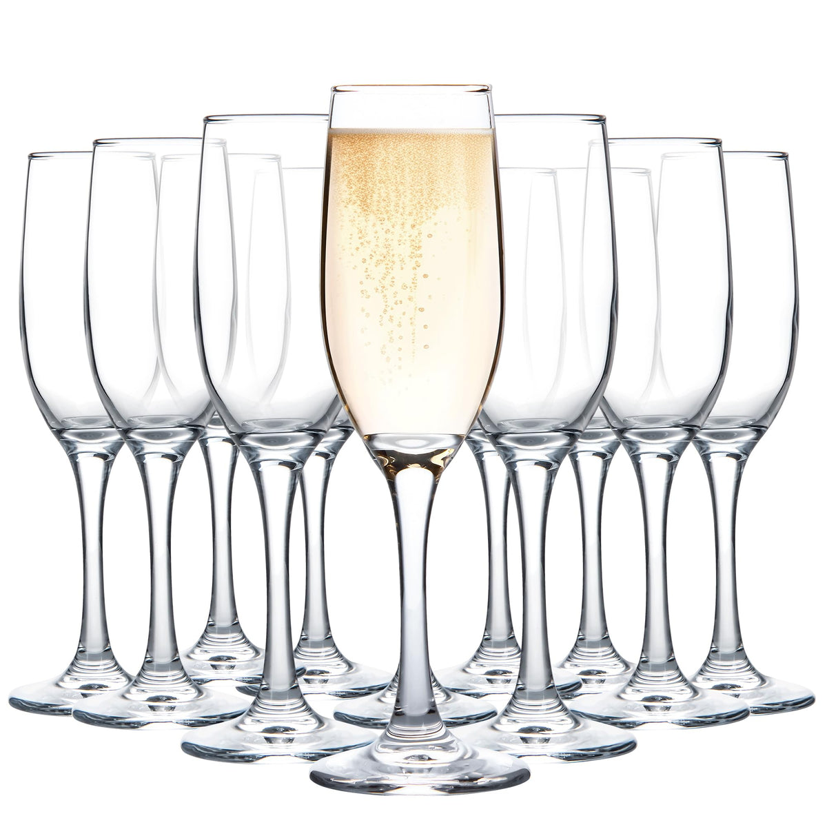 UMEIED champagne glasses set of 12 with classic shape, ideal for weddings and toasts.