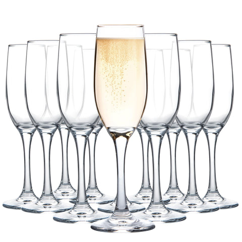 UMEIED champagne glasses set of 12 with classic shape, ideal for weddings and toasts.