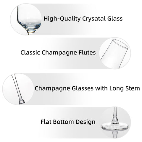 UMEIED closeup of crystal-clear champagne glass highlighting clarity