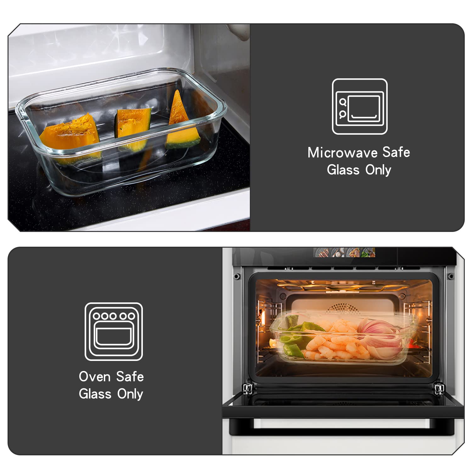 UMEIED dishwasher-safe glass containers for easy cleaning and no staining.