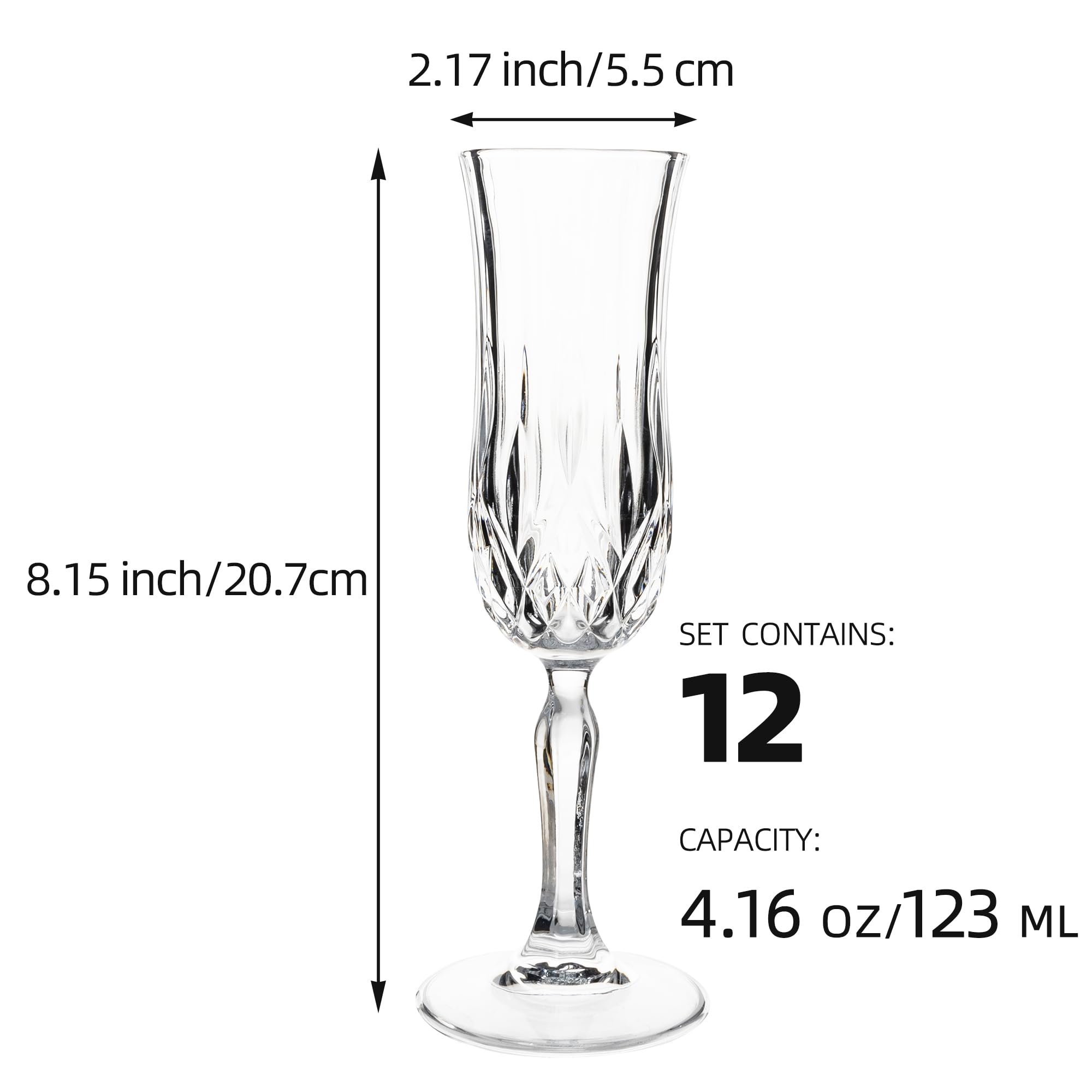 Closeup of etched pattern on UMEIED champagne glass highlighting intricate detailing