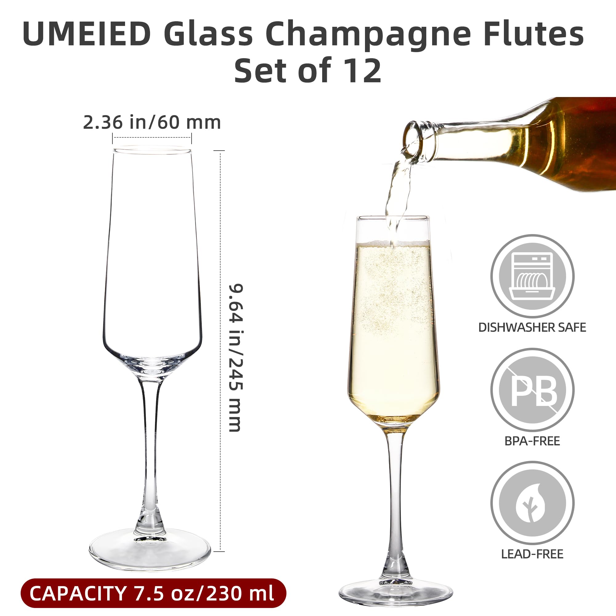 UMEIED long-stem crystal-clear champagne glass ready for celebrations