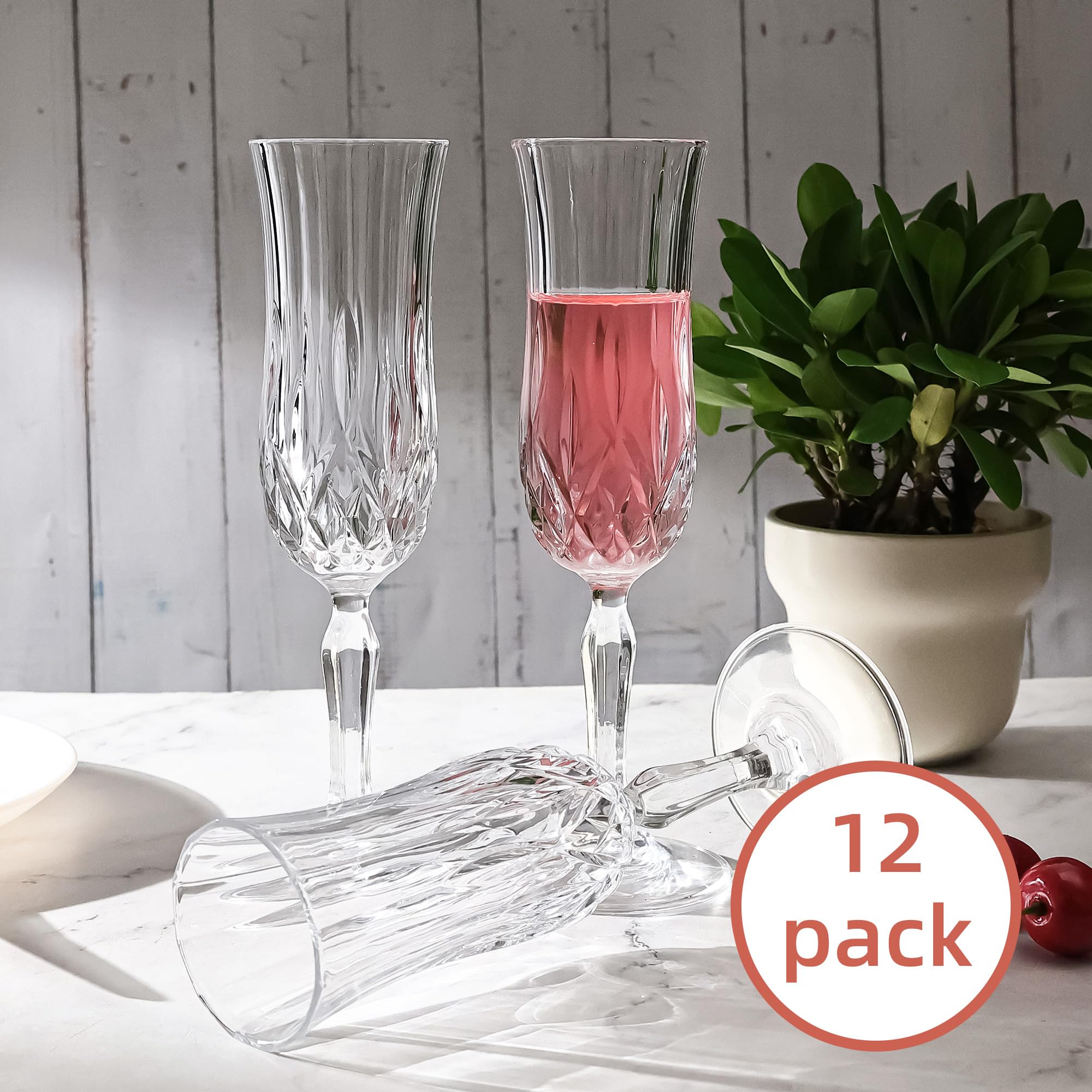 UMEIED wedding bridal shower table setting with matching champagne flutes