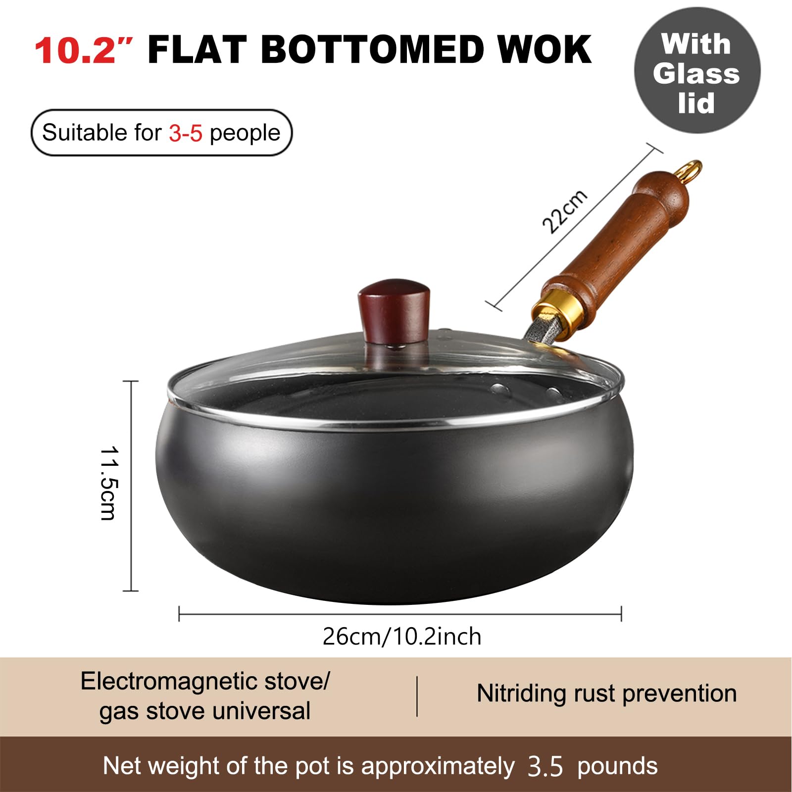 UMETRE wok pan with riveted handle for durable daily use.
