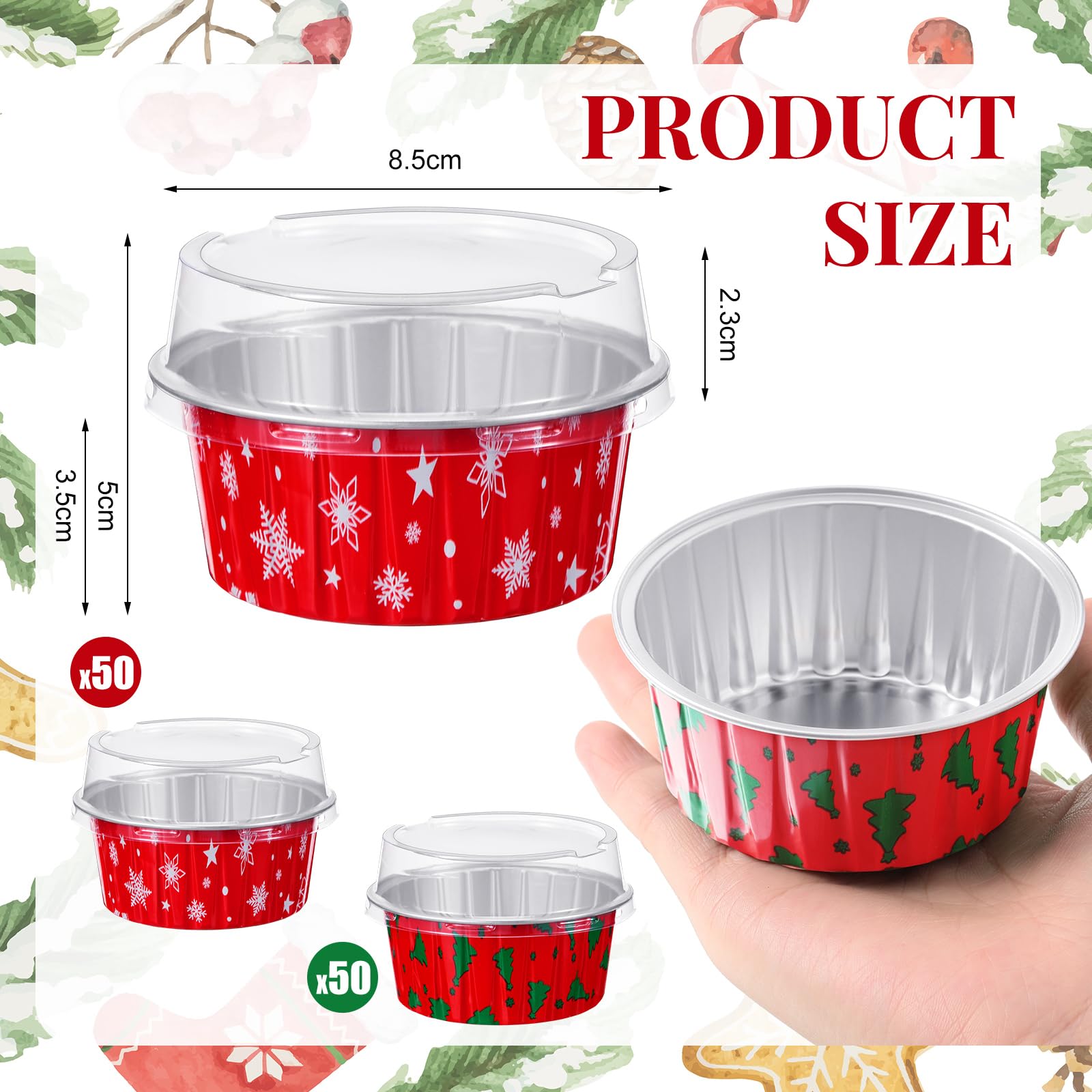 Umigy Christmas tree foil cups for holiday treats and display