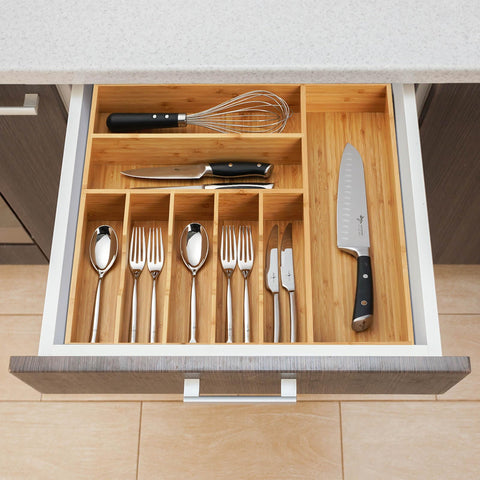 Umilife ample bamboo storage in a deep drawer for big kitchen needs