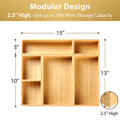 Umilife bamboo drawer dividers with reinforced corners for durable organization