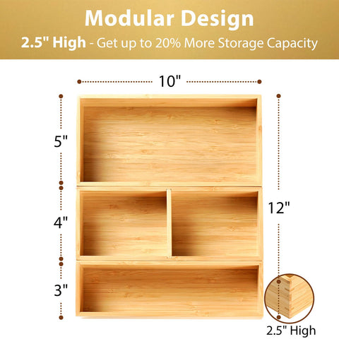 Umilife bamboo drawer dividers for sturdy organization and extra capacity.