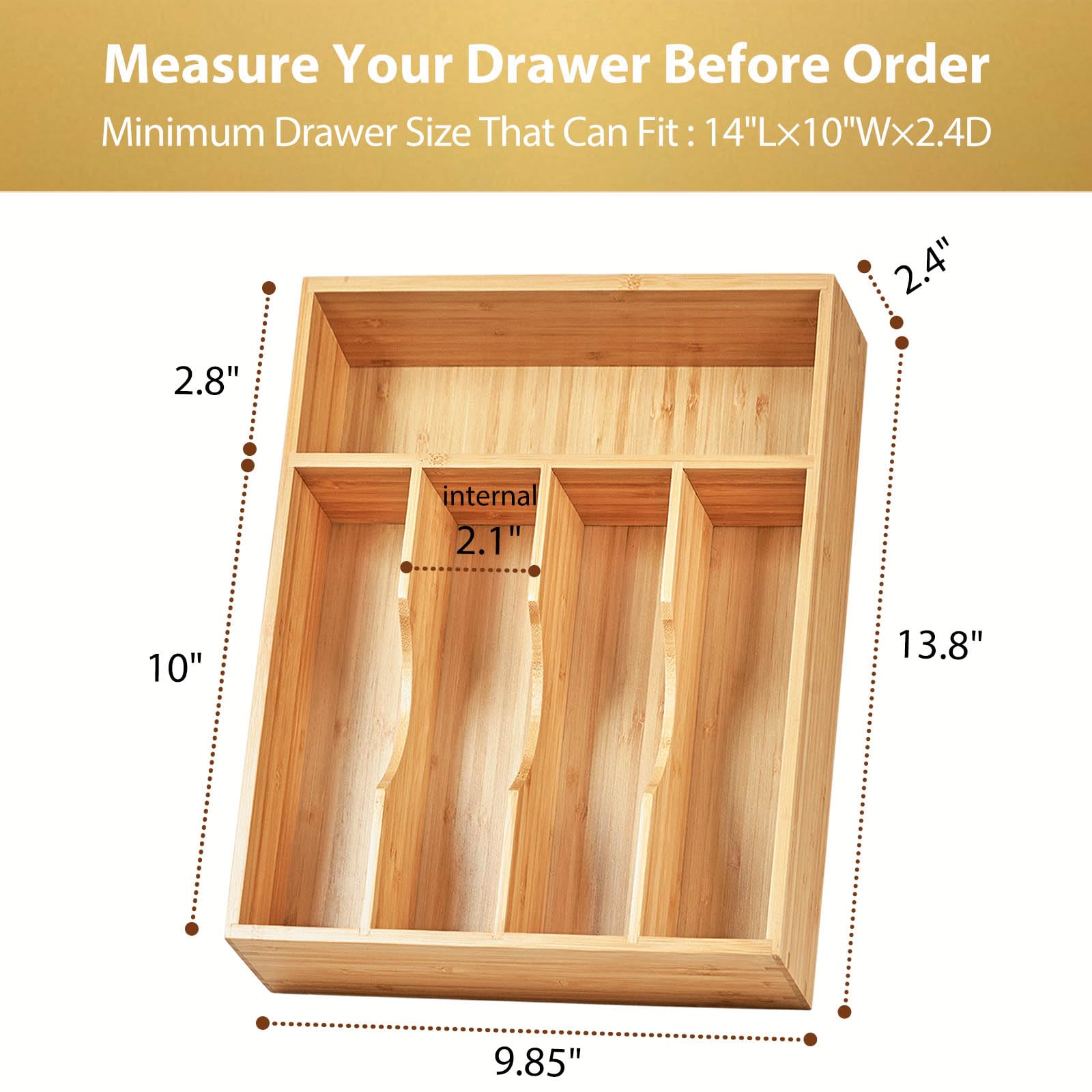 Umilife organizer on drawer base with anti-slip silicone feet.