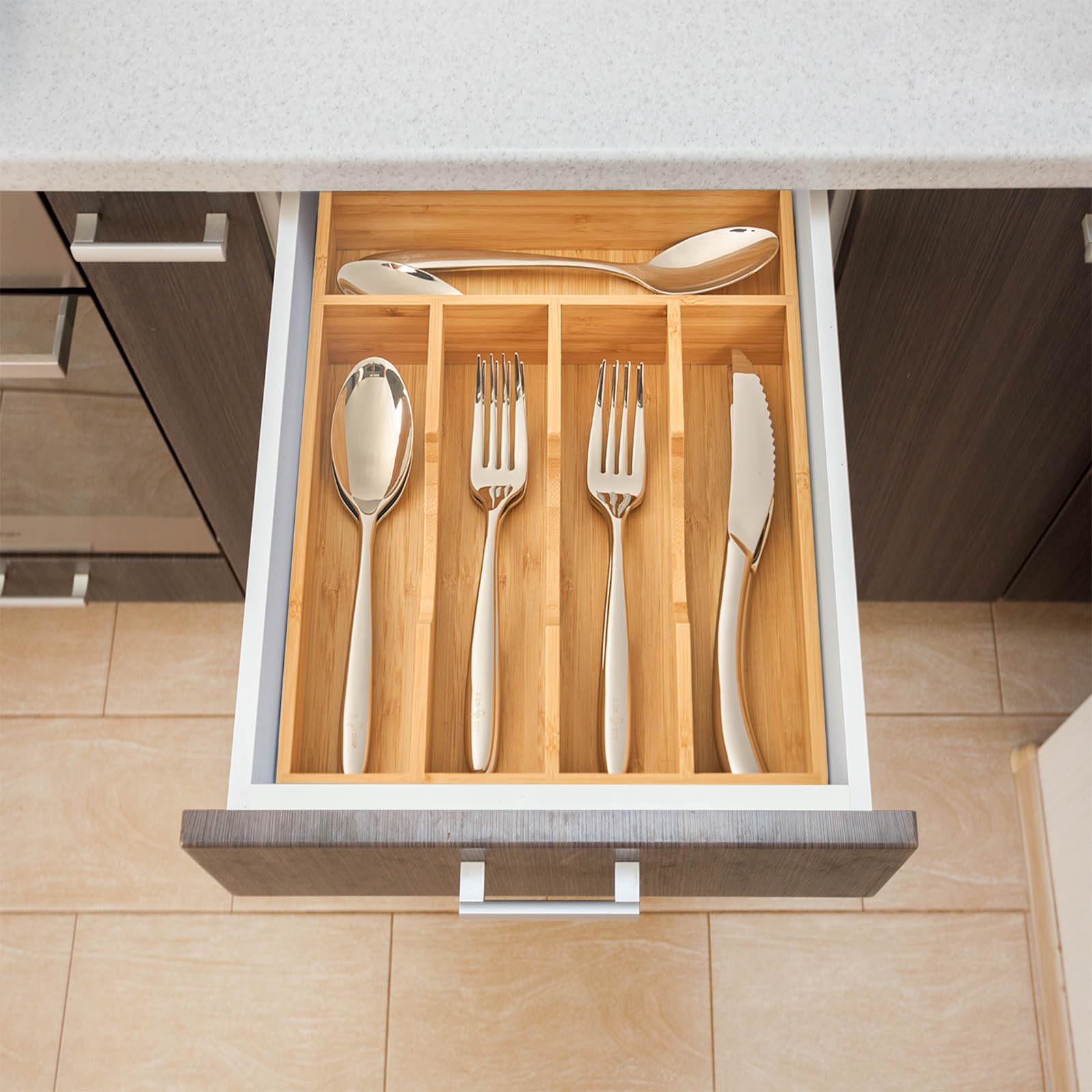 Umilife bamboo drawer organizer easy-clean finish for quick maintenance