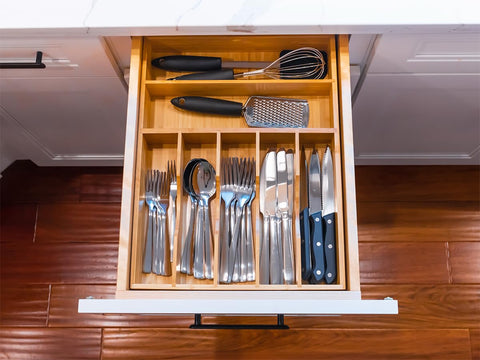 Umilife bamboo drawer organizer easy to clean by hand without dishwasher.