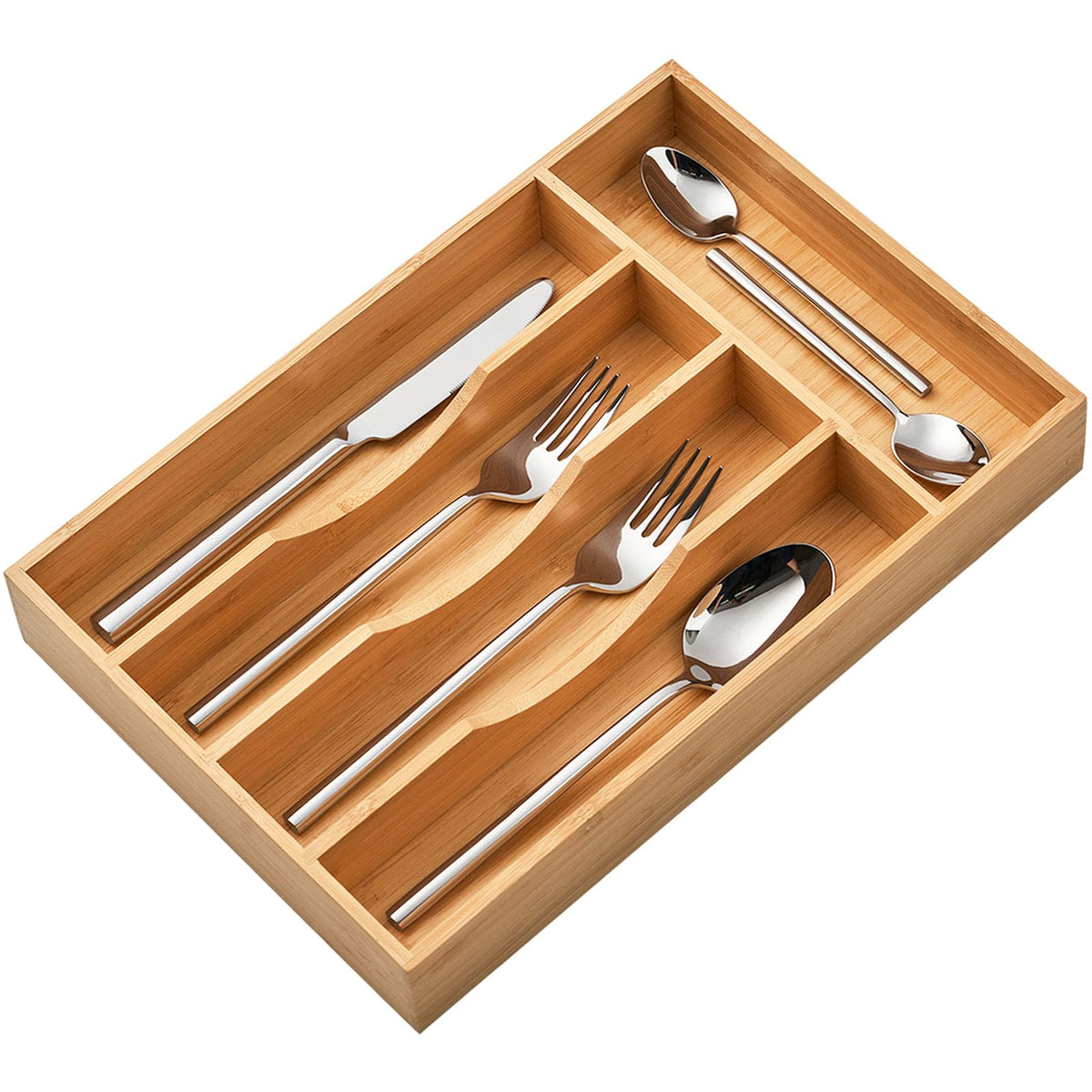 Umilife bamboo drawer organizer front view shows durable design for compact drawers