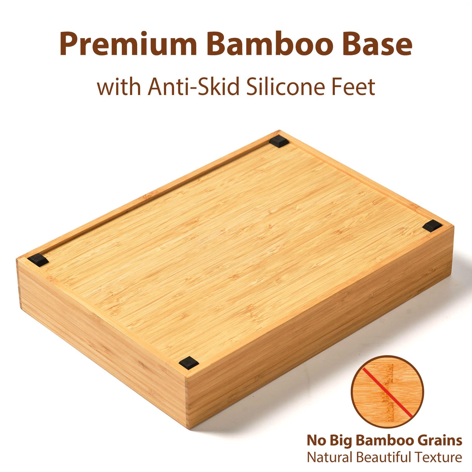 Umilife bamboo organizer with knife slot and curved grooves.