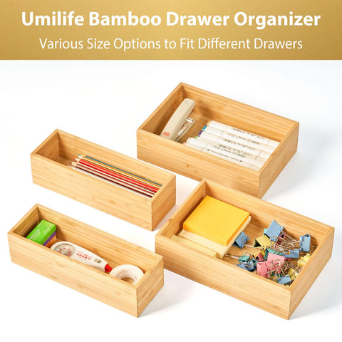 Umilife bamboo organizer in an office setting for desk supplies