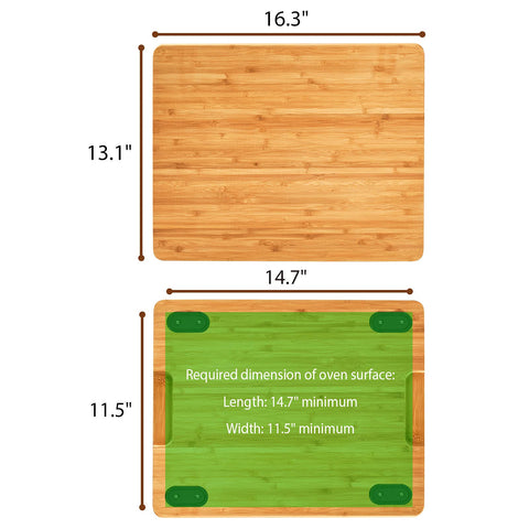 Umilife cutting board measures 16.3 by 13.1 inches for DT201/DT251 compatibility.