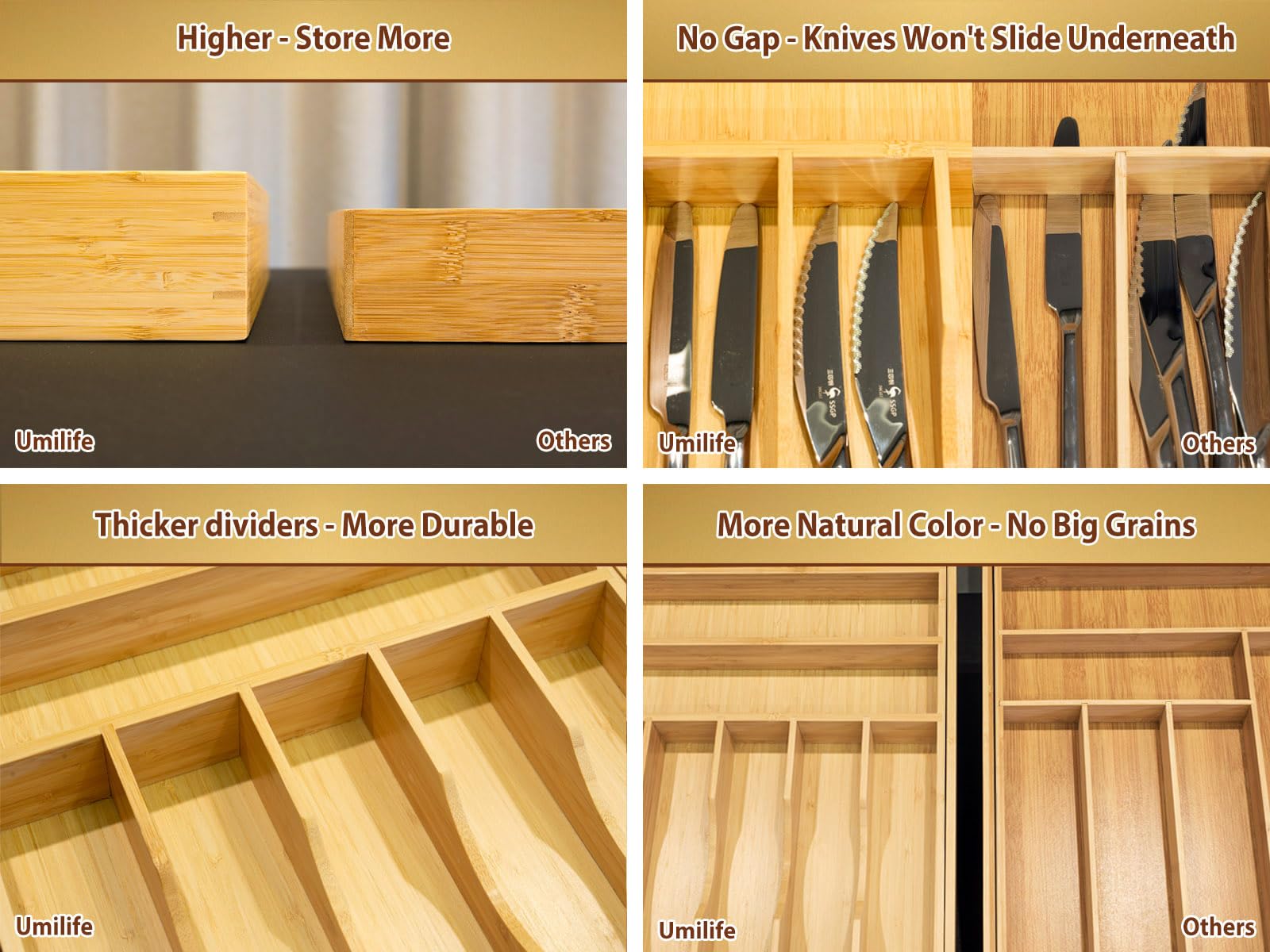 Umilife versatile storage for kitchen, bathroom, or desk drawers