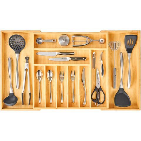 Umilife expandable drawer organizer overview shows versatile fit for large drawers