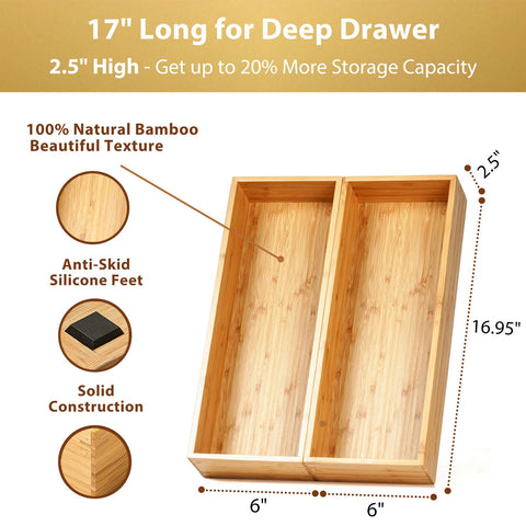 Umilife extra-deep drawer boxes shown with large utensils.