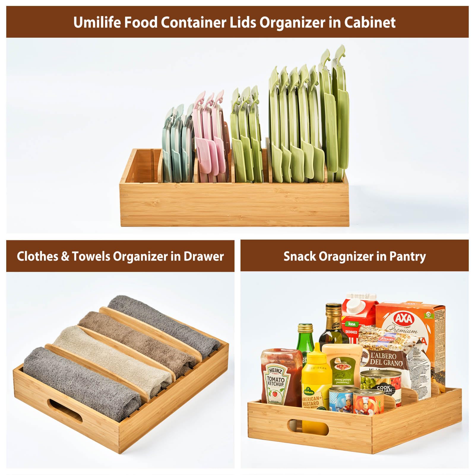 Umilife versatile tray organizes lids, teabags, spices, and more.