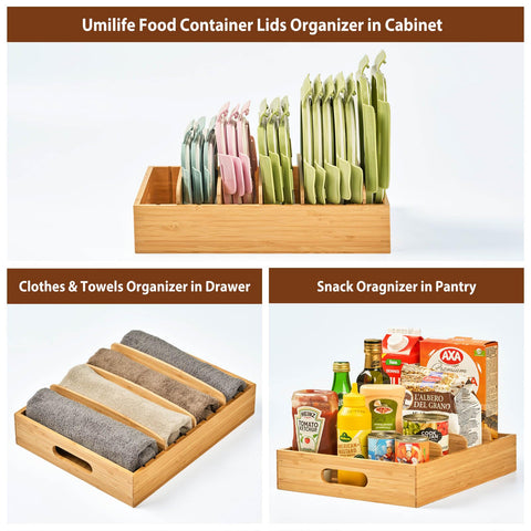 Umilife versatile tray organizes lids, teabags, spices, and more.