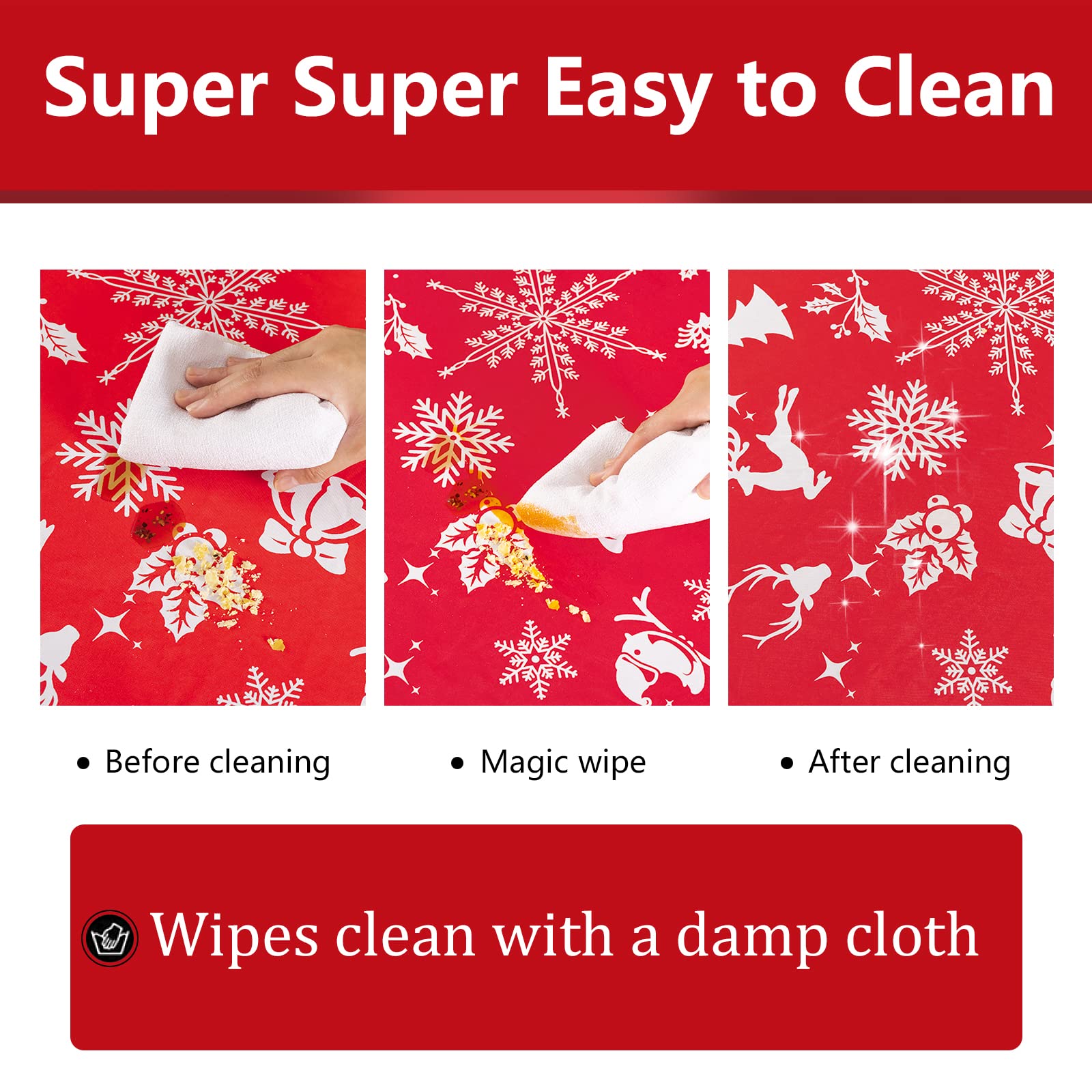UMINEUX flannel-backed Christmas tablecloth adds durable protection