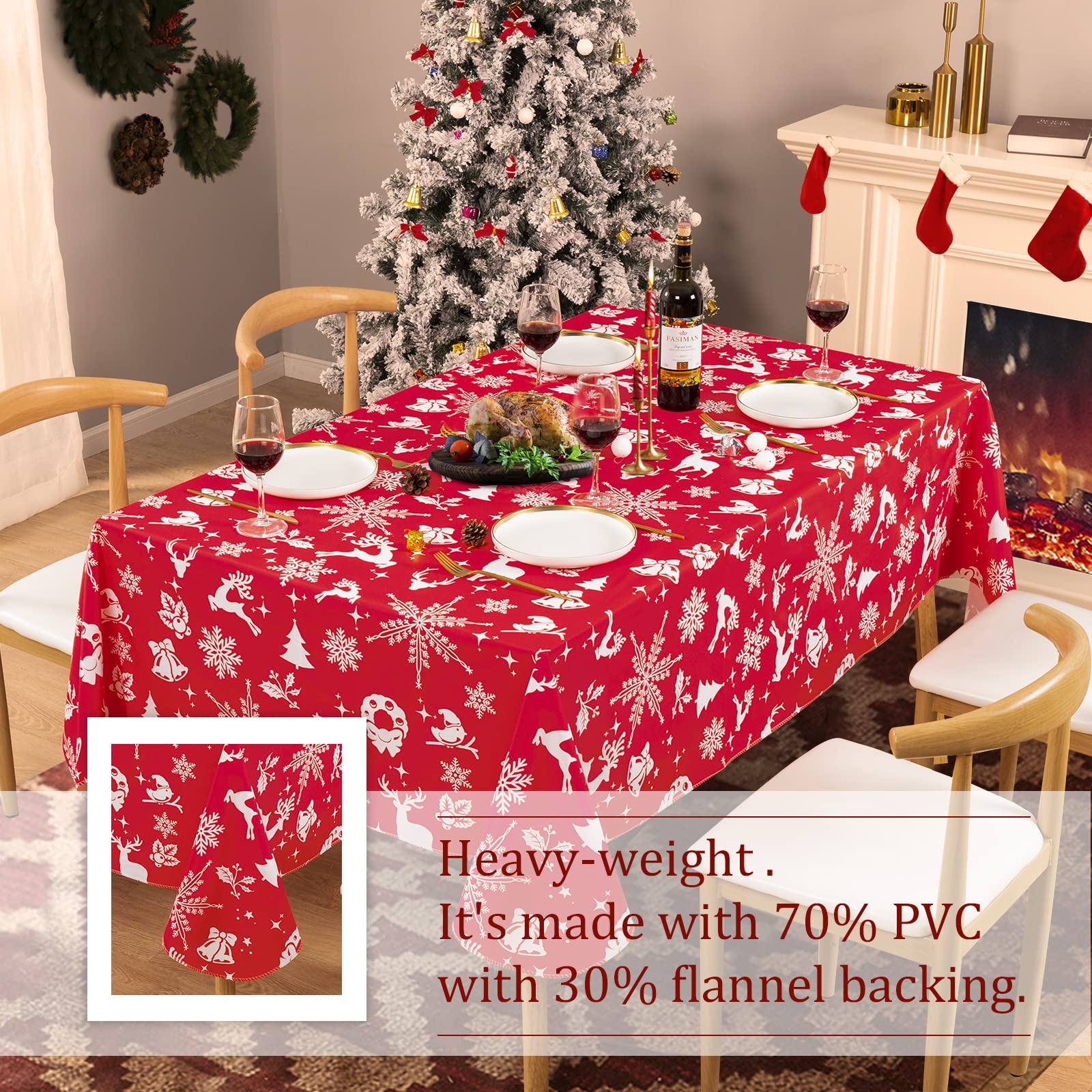 UMINEUX 60x102 rectangle tablecloth fits standard tables while elevating holiday decor.