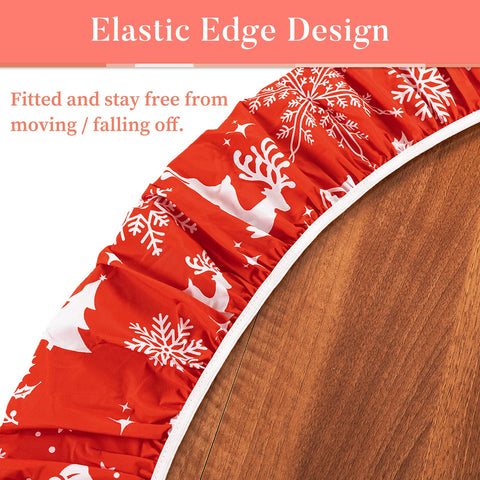UMINEUX round tablecloth closeup showing flannel backing for durability and scratch resistance.