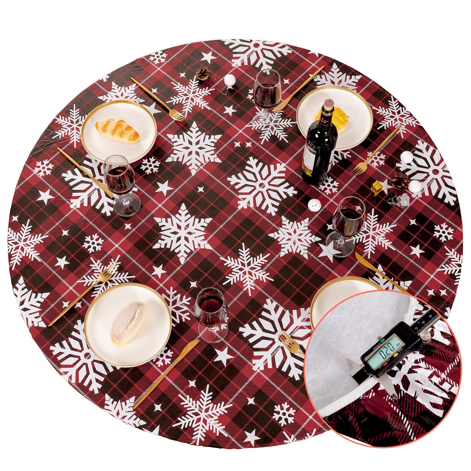 UMINEUX round tablecloth on a patio for holiday dining.