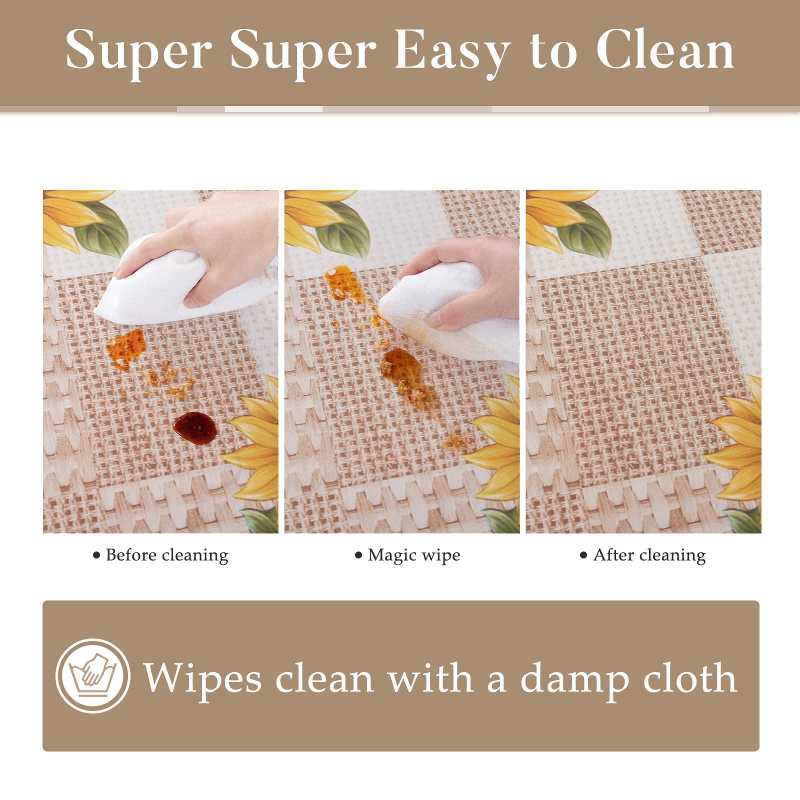 UMINEUX tablecloth with flannel backing adds durability and quiet protection