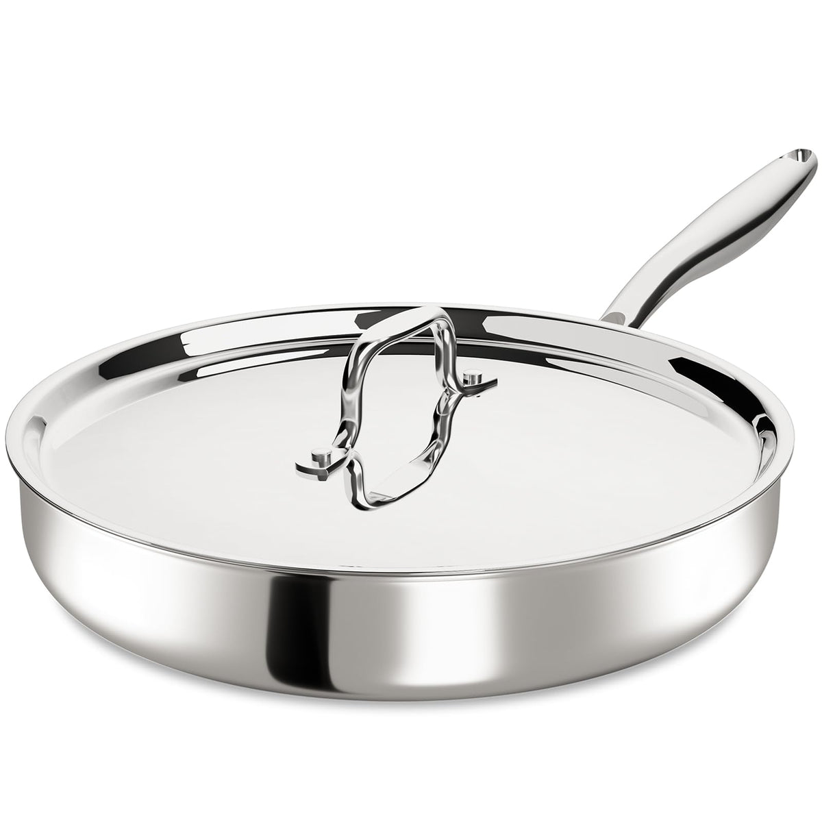 Umite Chef 12-inch tri-ply frypan with lid for even heating and moisture retention.