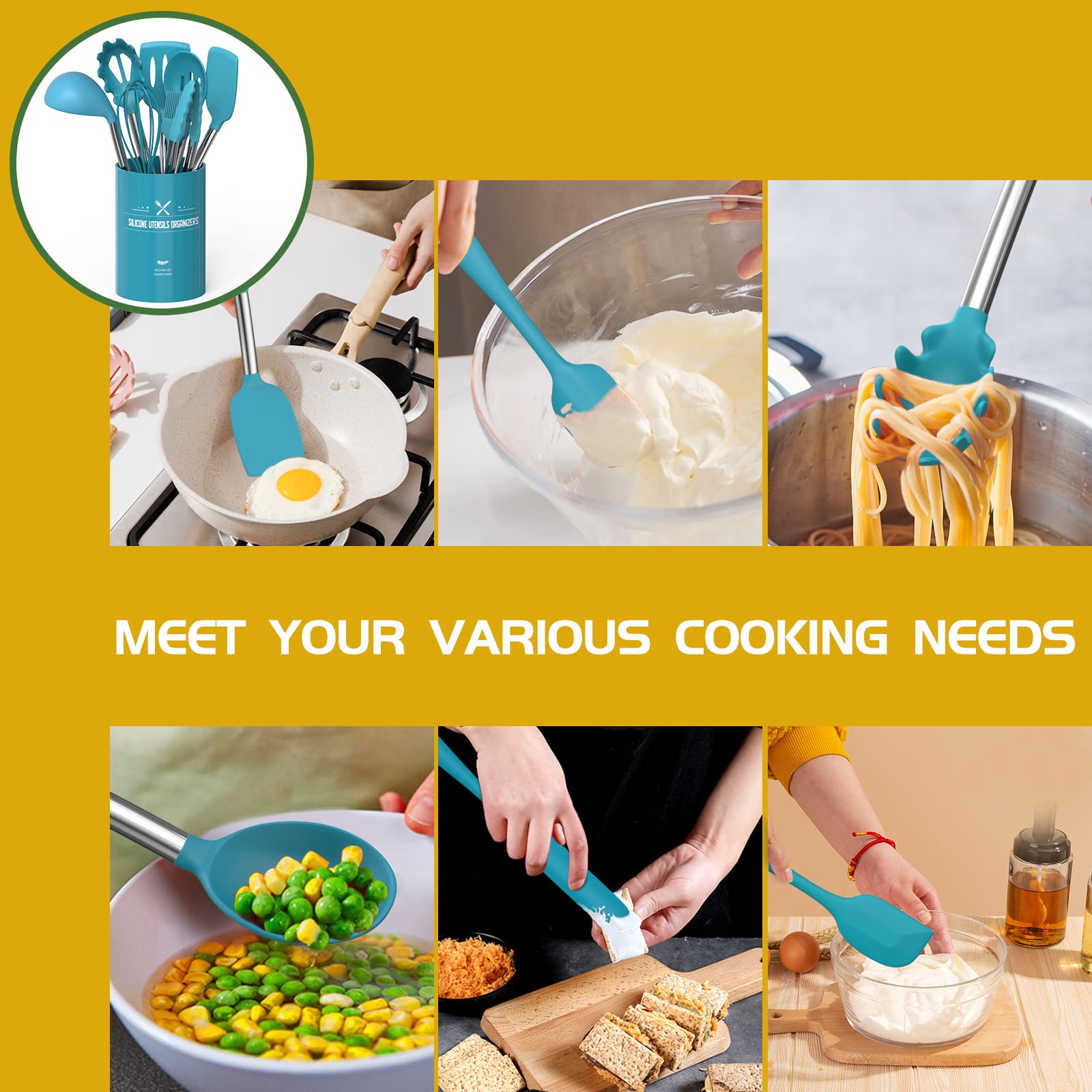 Umite Chef silicone utensils are dishwasher safe for quick cleanup.