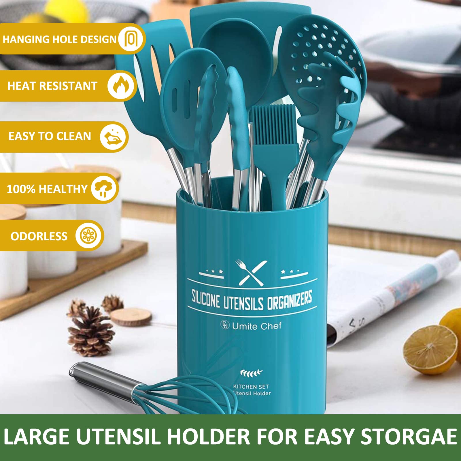 Umite Chef heat resistant handle for durable kitchen tools.