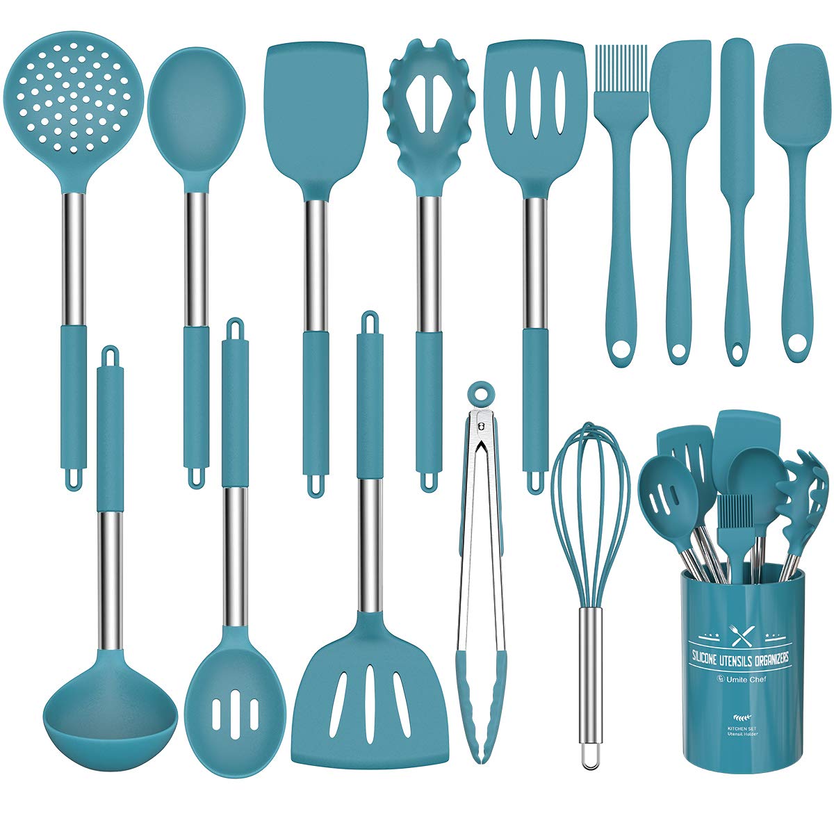 Umite Chef slotted turner silicone utensil, gentle on nonstick cookware.