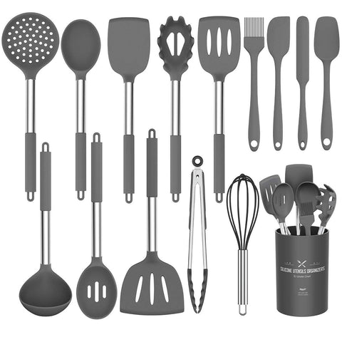 Umite Chef 15pc utensil set with slotted turner for draining and flipping safely