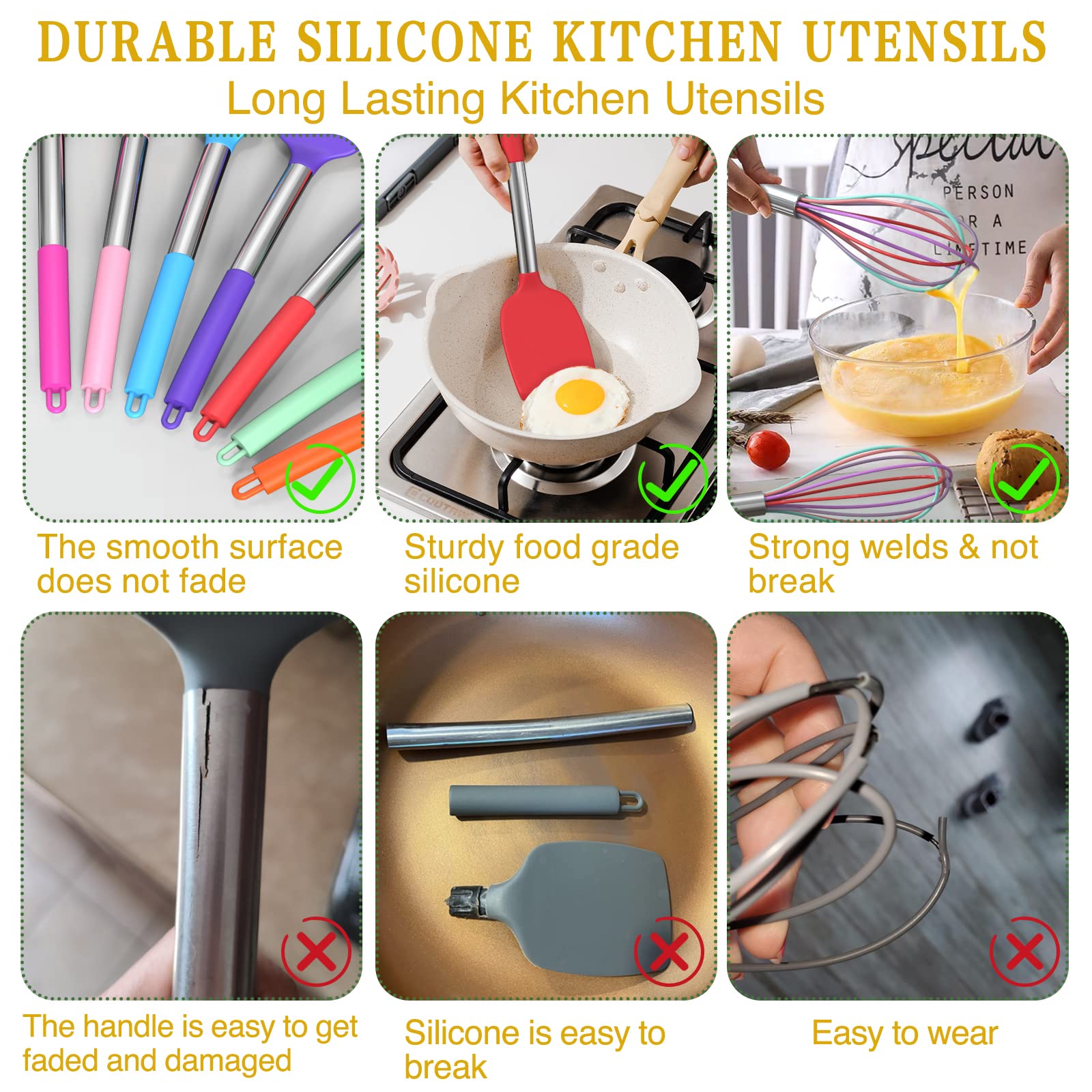 Umite Chef 15pc kitchen tongs safely gripping hot foods
