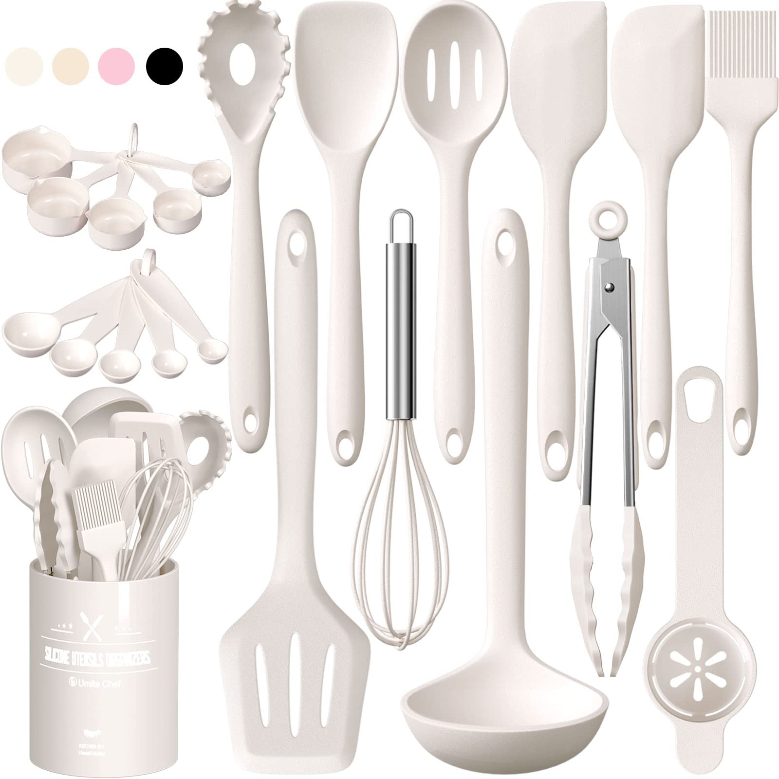 Umite Chef 22pc silicone utensils set on stand for organized cooking