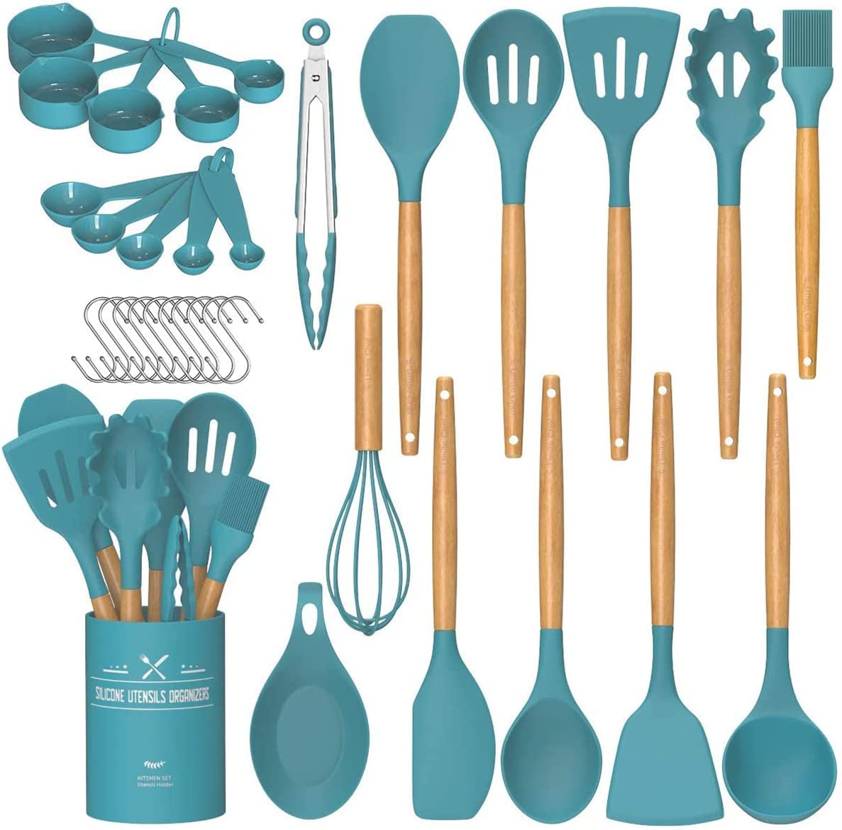 Umite Chef 33-piece silicone utensil set for versatile cooking and easy cleanup