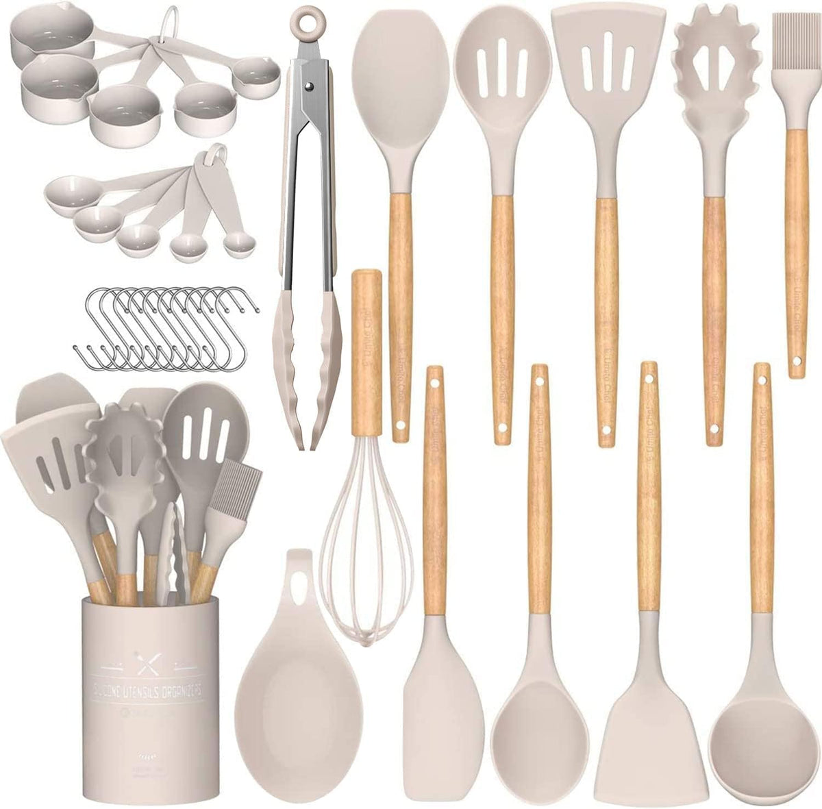 Umite Chef 33-piece silicone set with holder keeps your kitchen organized.