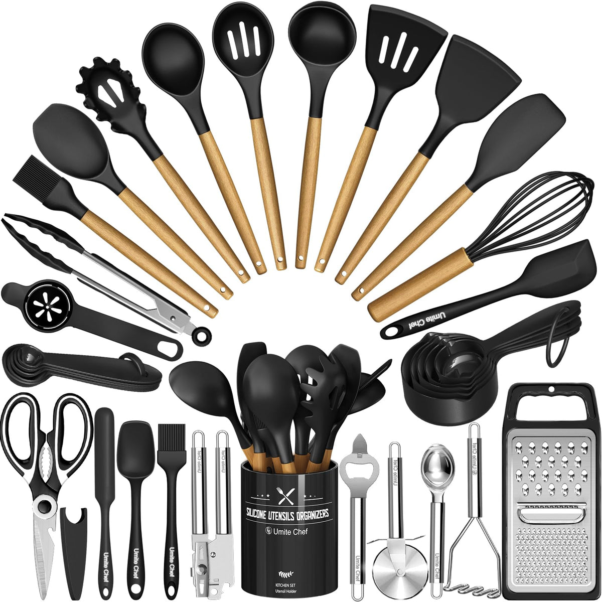 Umite Chef 34-piece kit with holder for organized cooking sessions.