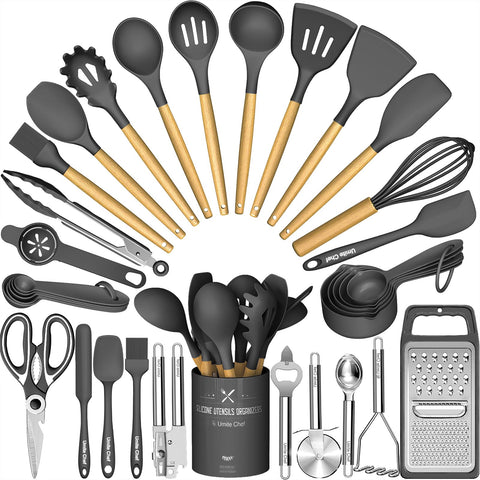 Umite Chef 34pcs utensils set with holder keeps tools organized for quick cooking