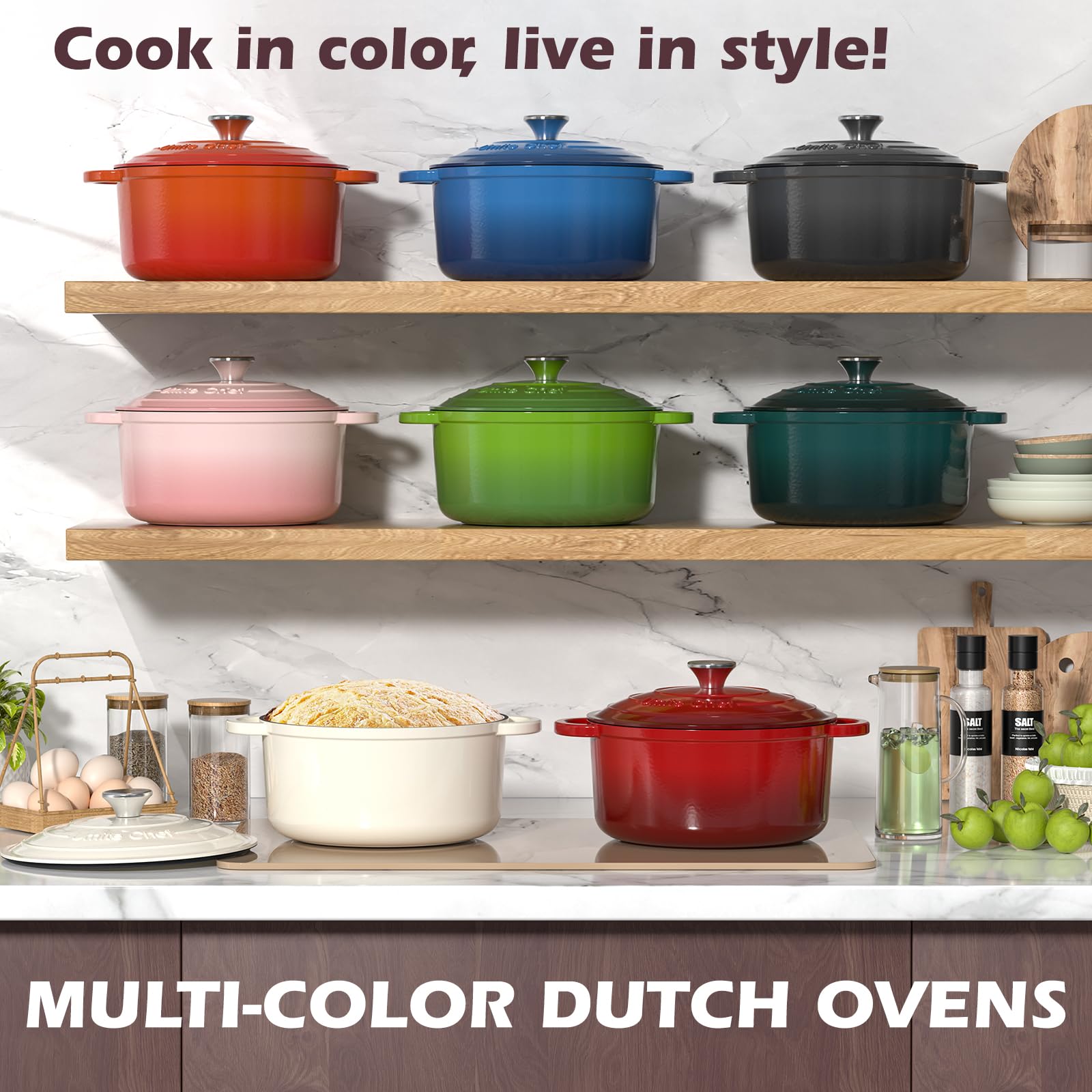 Umite Chef 5QT Dutch Oven bread-baking in the oven yields a crisp crust.