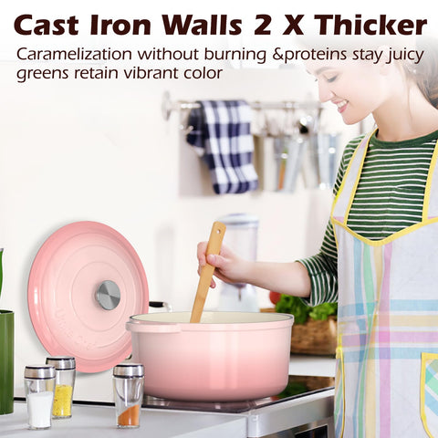 Umite Chef 5QT Dutch Oven easy-clean glaze, wipe-clean after cooking.