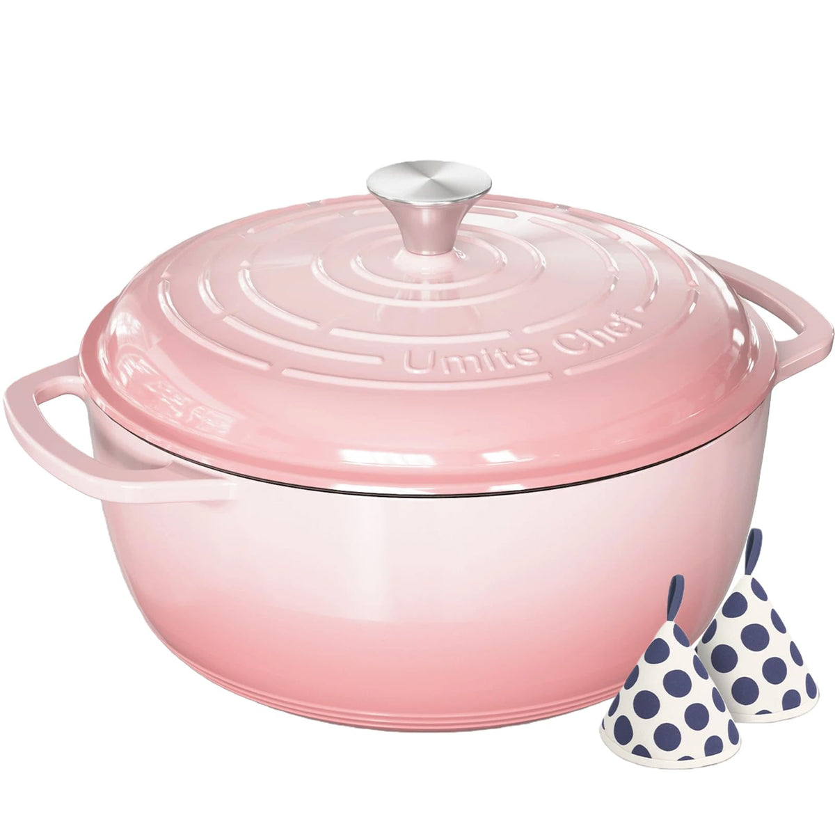 Umite Chef 6QT Dutch oven with pink lid demonstrates a stylish, high-capacity cooking solution for family weeknight dinners.