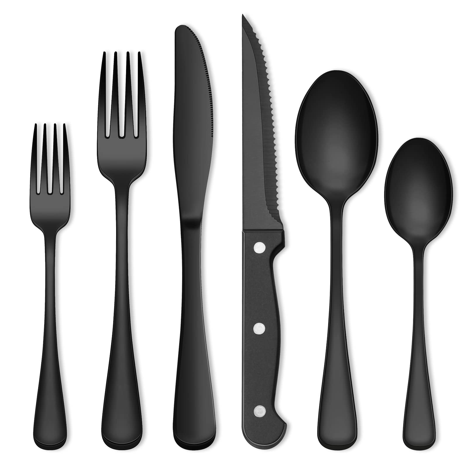 Umite Chef 72-piece black silverware set ready for daily dining and entertaining.