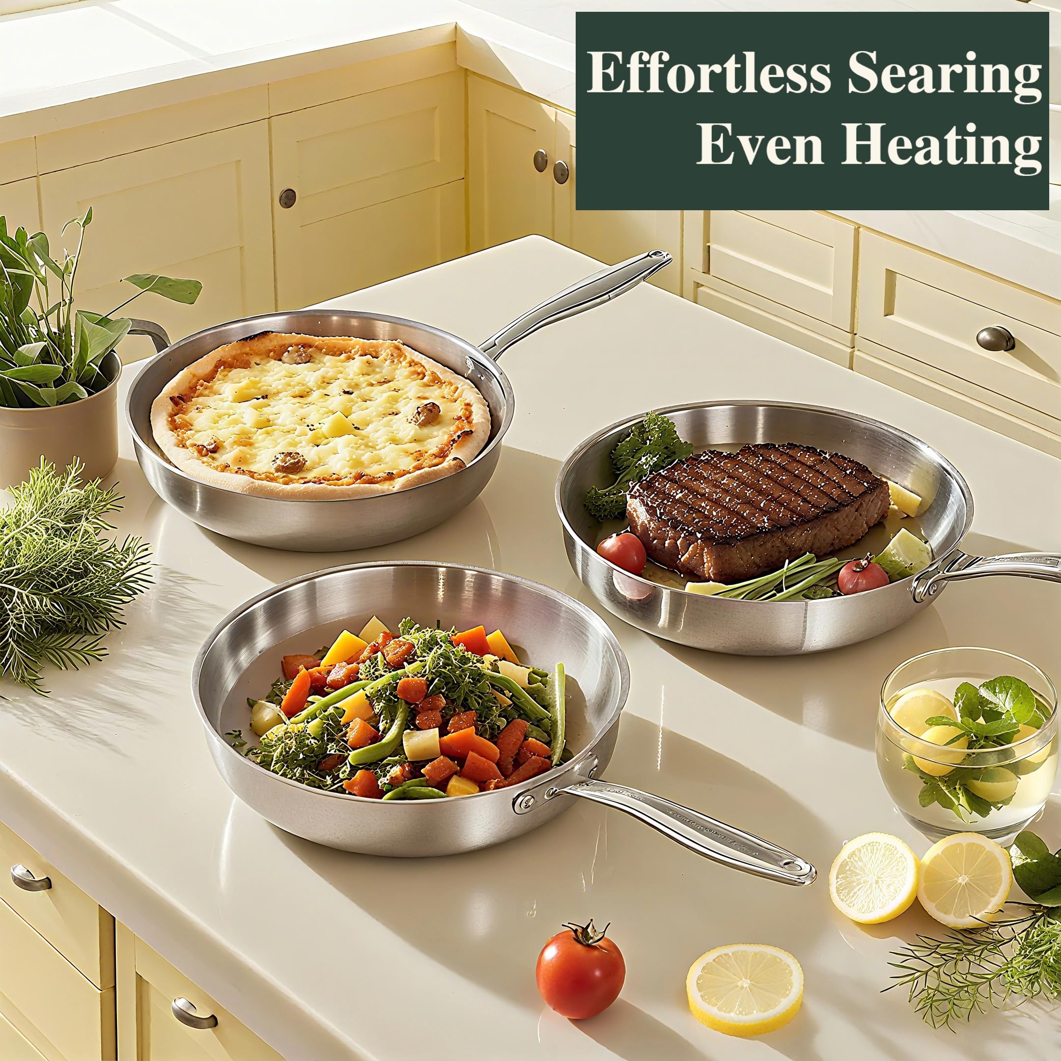 Umite Chef aluminum core delivers faster heat distribution for consistent cooking.