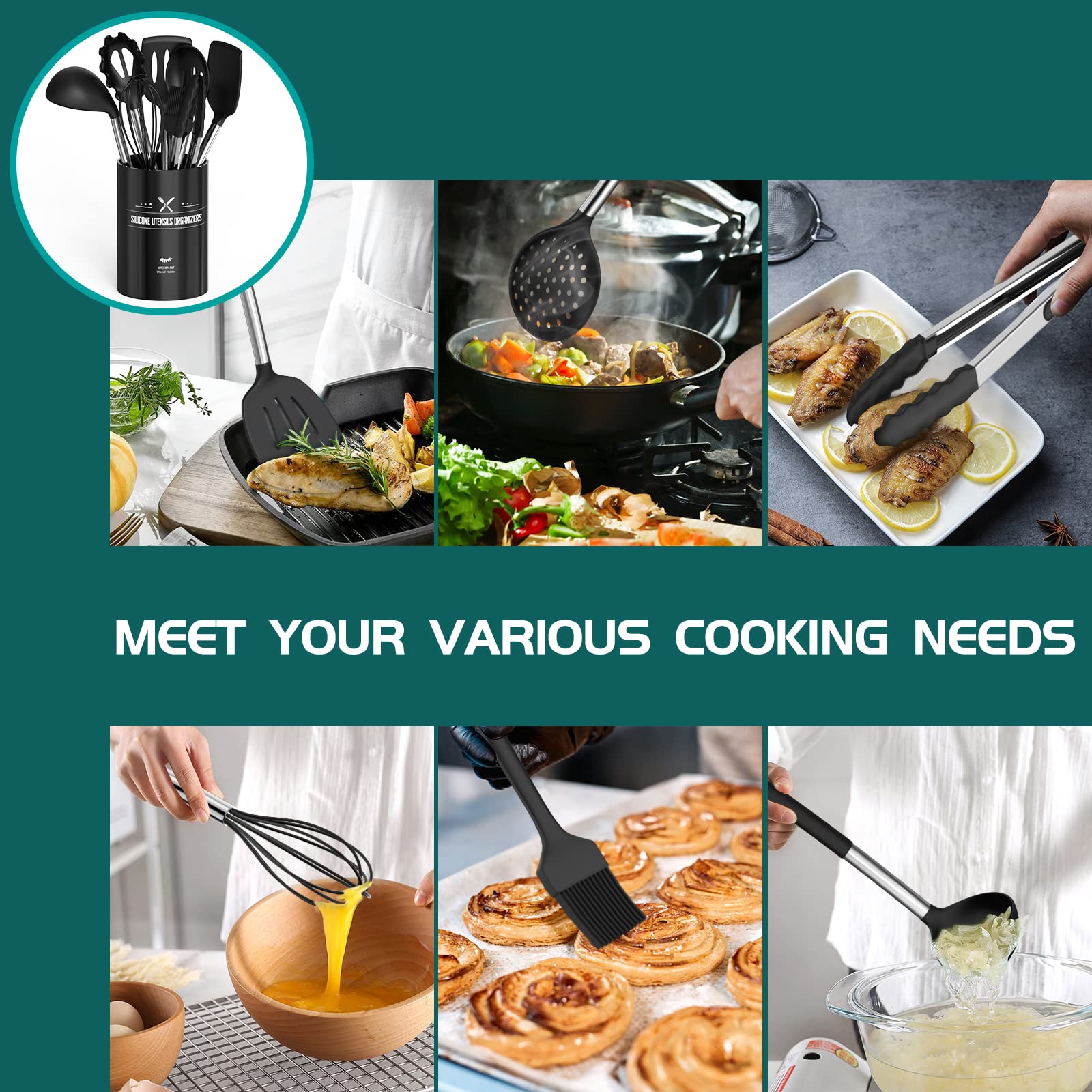 Umite Chef deep soup ladle silicone ideal for serving hot soups safely.