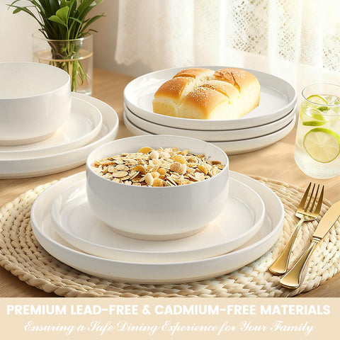 Umite Chef dishware set shown as microwave-safe and dishwasher-safe for convenience