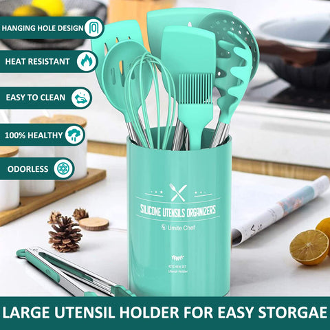 Umite Chef dishwasher-safe silicone utensils, easy cleanup after cooking.