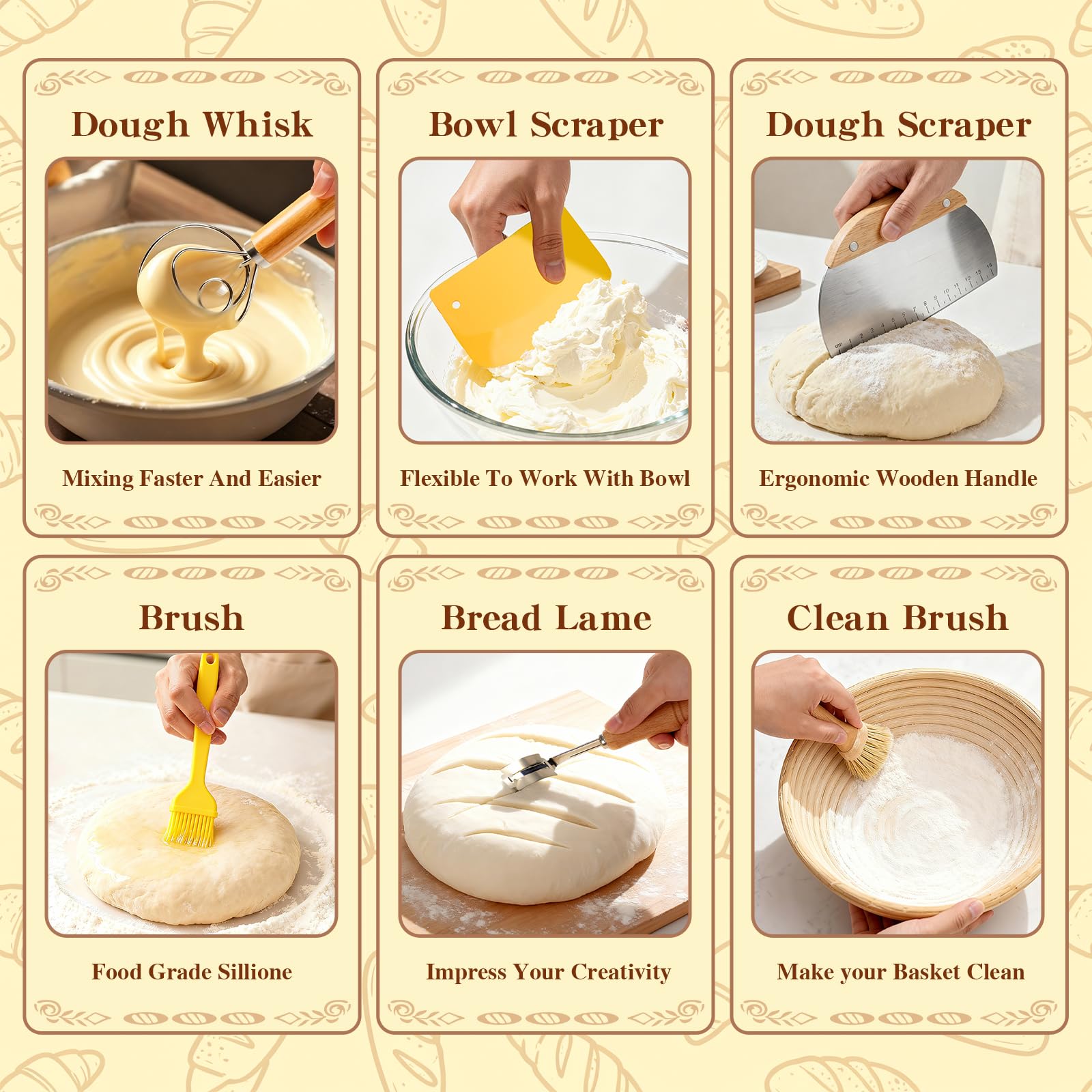 Umite Chef dough whisk easing mixing for consistent texture.