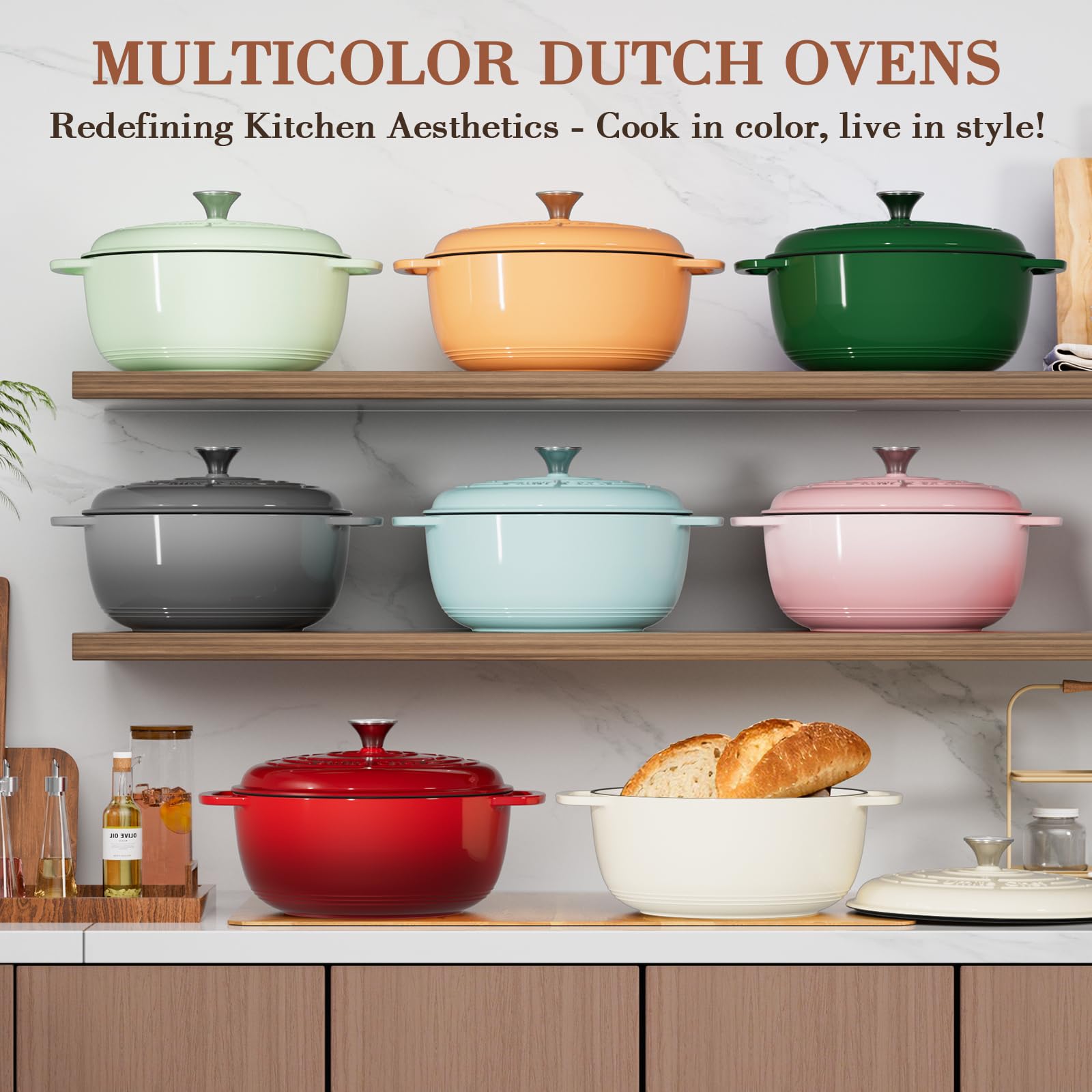 Umite Chef enamel interior cleans easily and resists stains for quick post-meal cleanup.